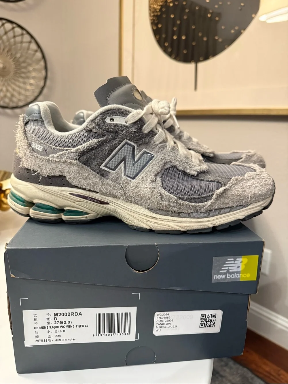 New Balance Grey Men's Distressed Retro Sneakers